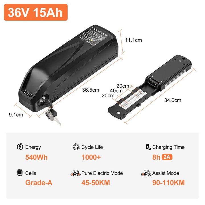 36V 15Ah Battery - eBikeCity