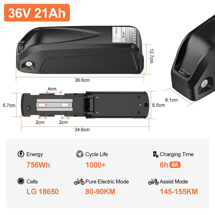 36V 21Ah Battery - eBikeCity