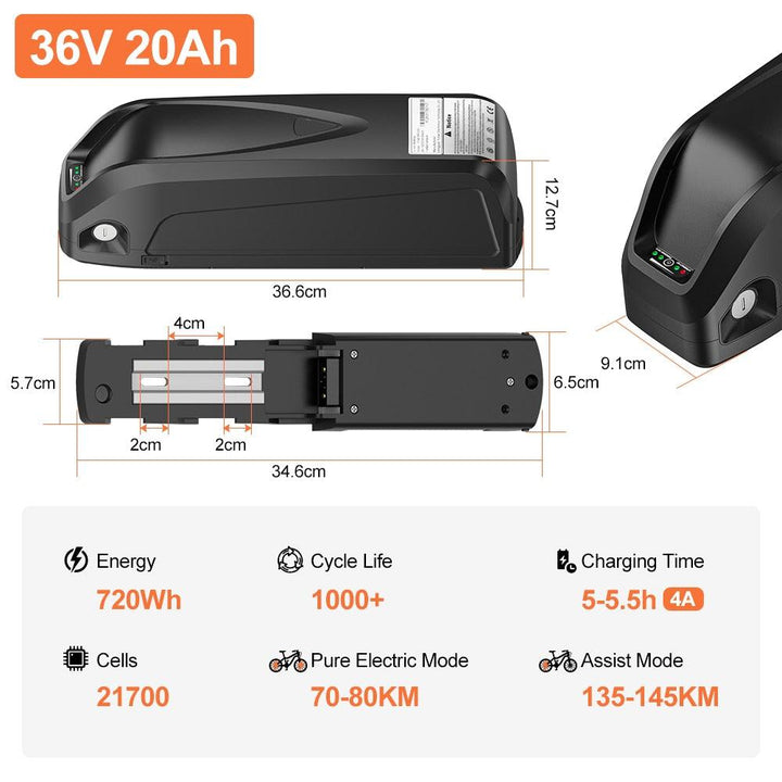 36V 20Ah Battery - eBikeCity